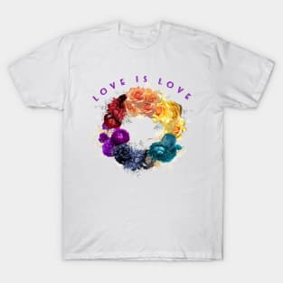 Love is Love - Rainbow wreath - LGBTQ T-Shirt